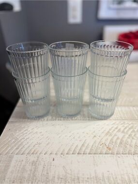 Clear Ribbed Glass Tumbler Set - 6 Pack